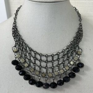 Older gunmetal gray chain mail style drippy necklace